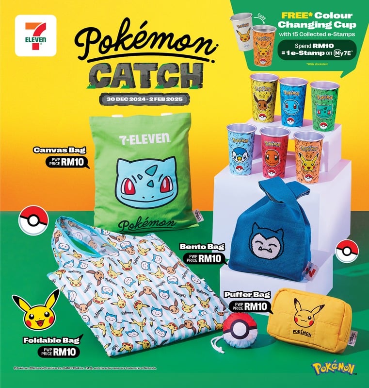 7-Eleven × Pokémon Catch — collectible bags, cups & merchandise lineup