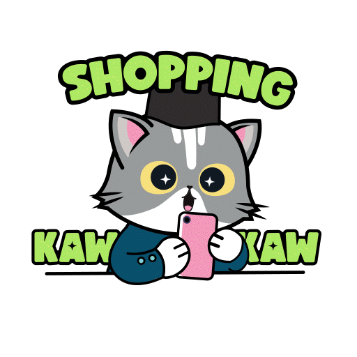 Unik mascot — Shopping Kaw Kaw animated sticker